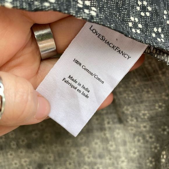 LoveShackFancy Black Cream Floral Button Mock Neck Blouse Size Medium - Picture 4 of 9